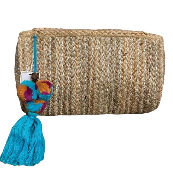Shiraleah Jute Clutch with Silver Strands - Picture 1 of 3